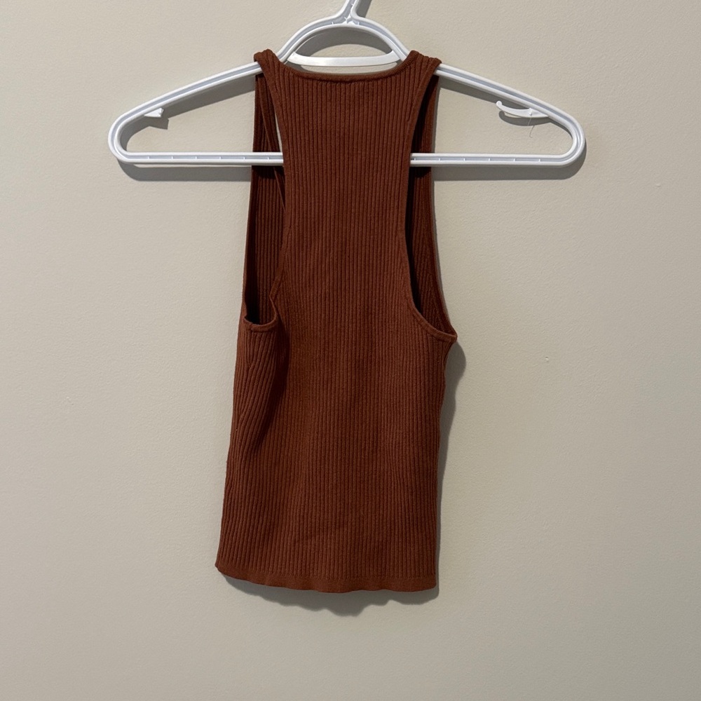 Wilfred Ribbed Button-Front Tank Top - Rust Brown - Picture 3 of 3